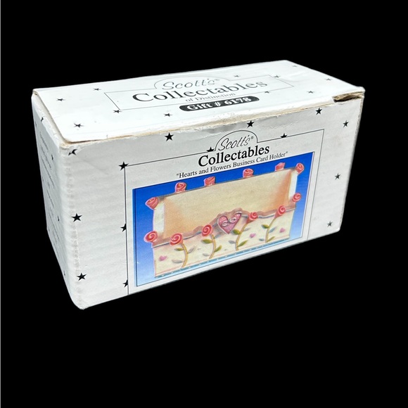 Vintage Scott’s Collectables hearts and flowers Business Card Holder New! - Picture 2 of 13